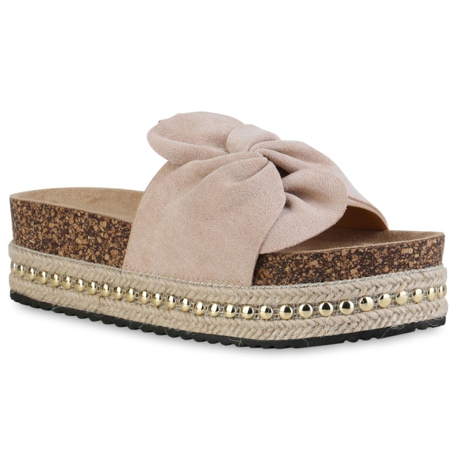 Damenschuhe Stiefelparadies | Damen Plateau Sandaletten In Beige