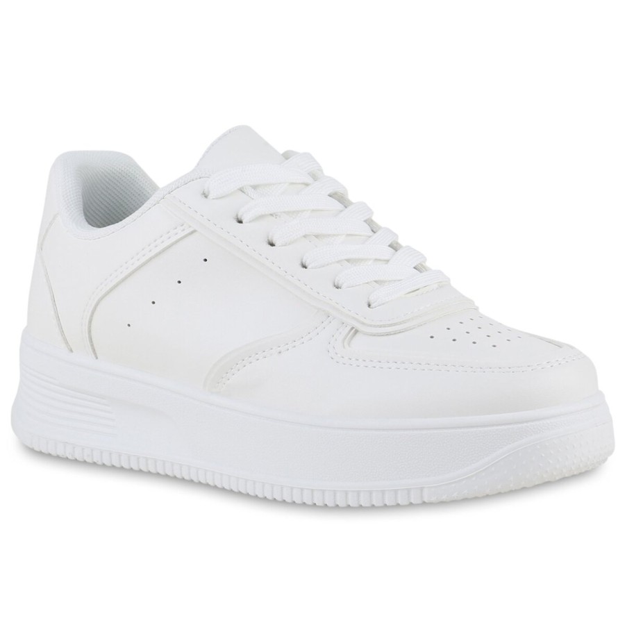 Damenschuhe Stiefelparadies | Damen Plateau Sneaker In Weiss