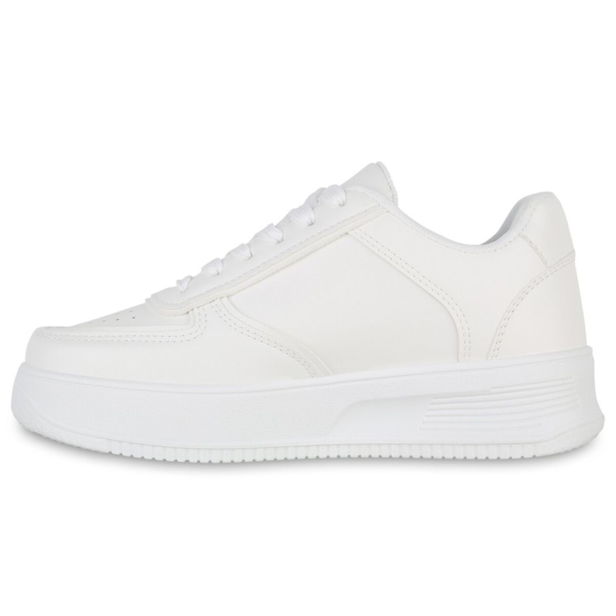 Damenschuhe Stiefelparadies | Damen Plateau Sneaker In Weiss