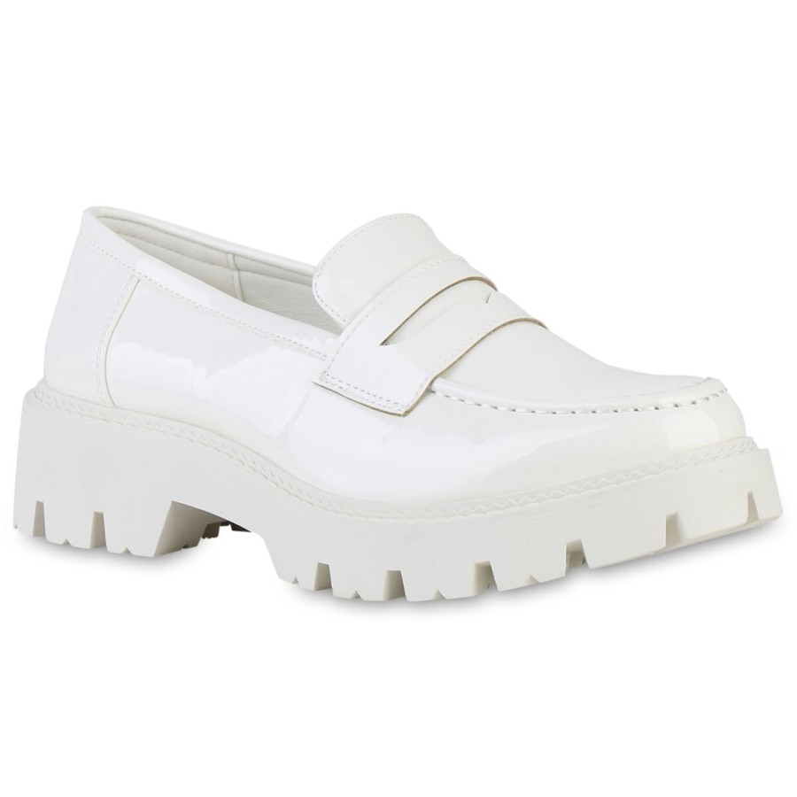 Damenschuhe Stiefelparadies | Damen Plateauschuhe In Weiss Lack