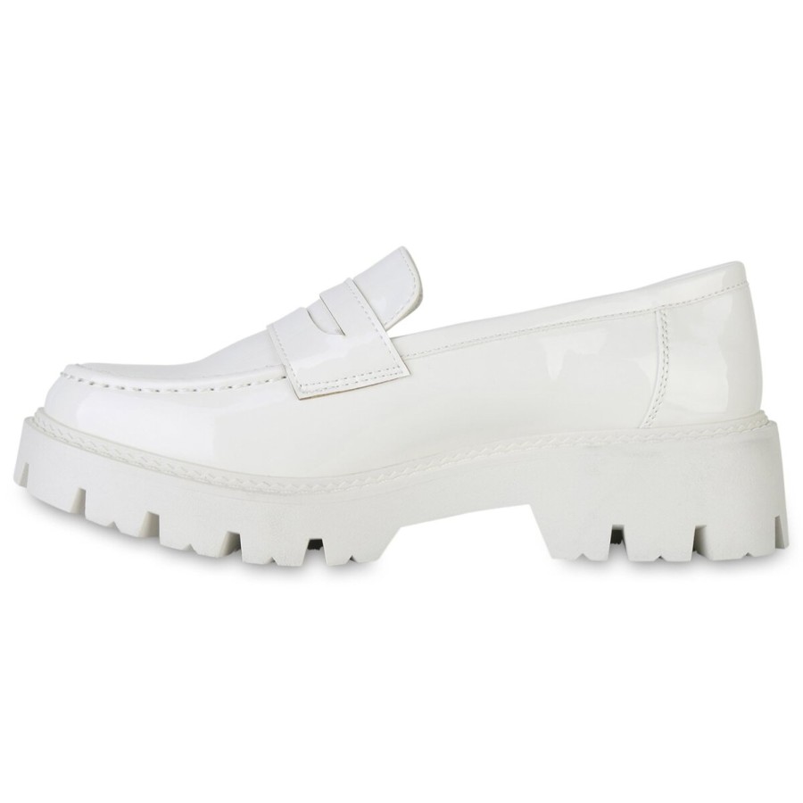 Damenschuhe Stiefelparadies | Damen Plateauschuhe In Weiss Lack