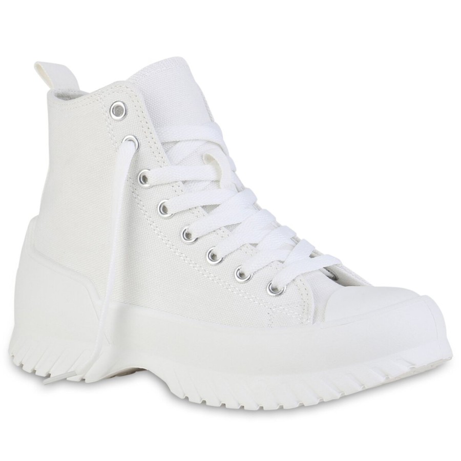 Damenschuhe Stiefelparadies | Damen Sneaker High In Weiss