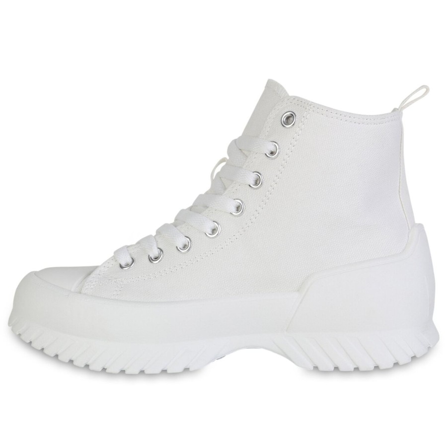 Damenschuhe Stiefelparadies | Damen Sneaker High In Weiss