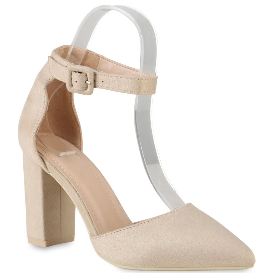 Damenschuhe Stiefelparadies | Damen Spitze Pumps In Beige