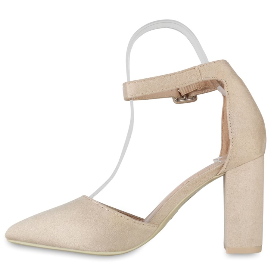 Damenschuhe Stiefelparadies | Damen Spitze Pumps In Beige