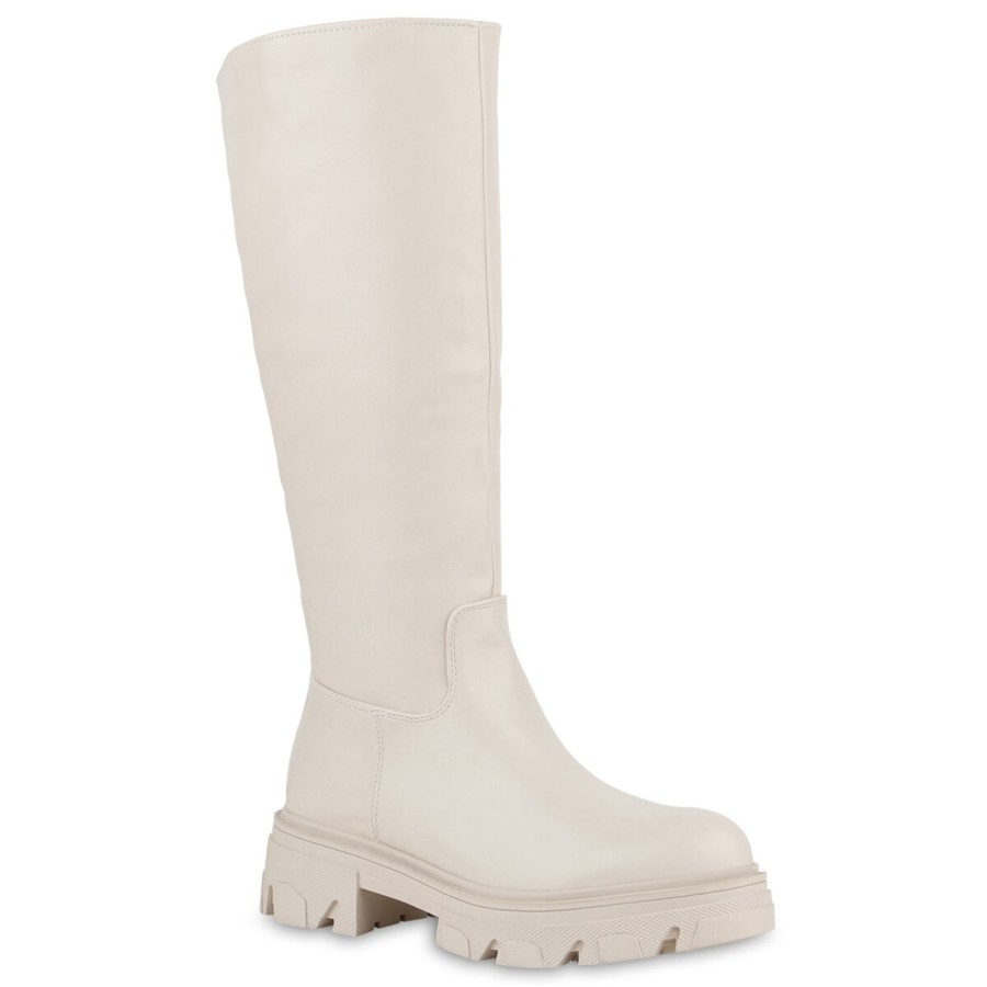 Damenschuhe Stiefelparadies | Damen Schlupfstiefel In Beige