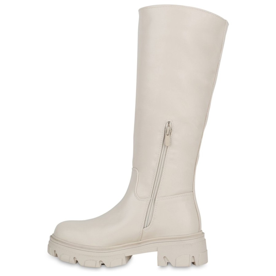 Damenschuhe Stiefelparadies | Damen Schlupfstiefel In Beige