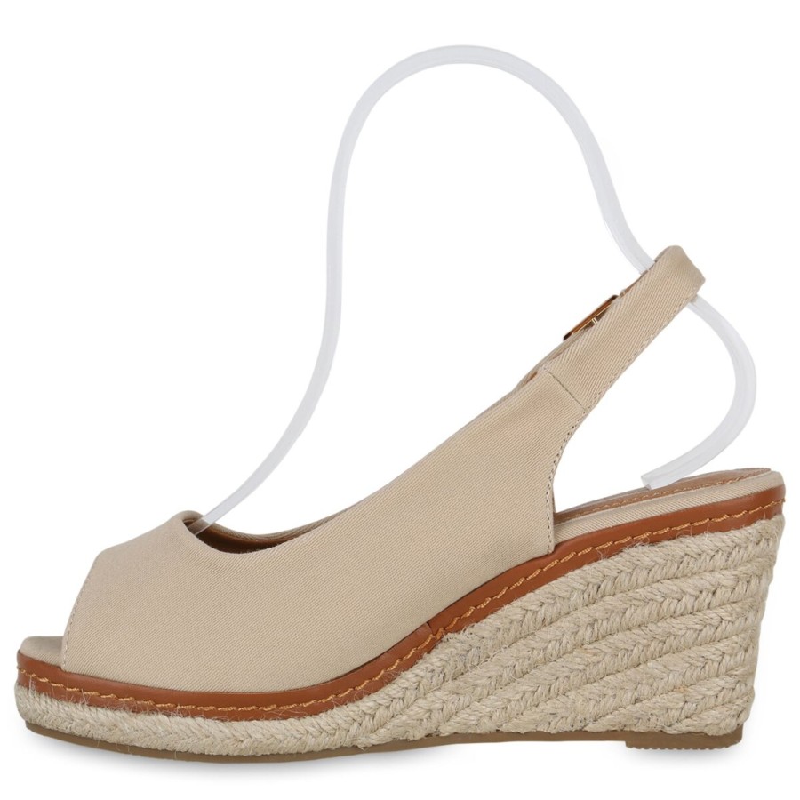 Damenschuhe Stiefelparadies | Damen Keilsandaletten In Beige