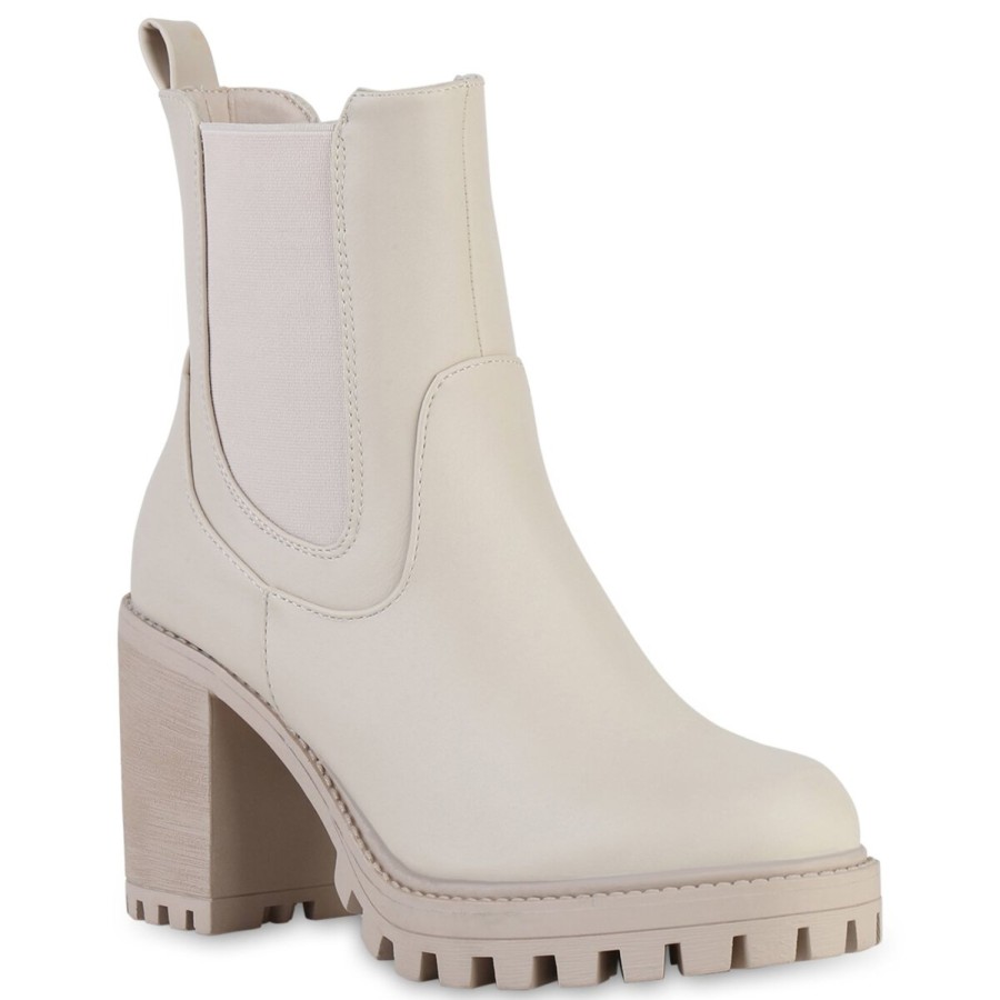 Damenschuhe Stiefelparadies | Damen Chelsea Boots In Beige