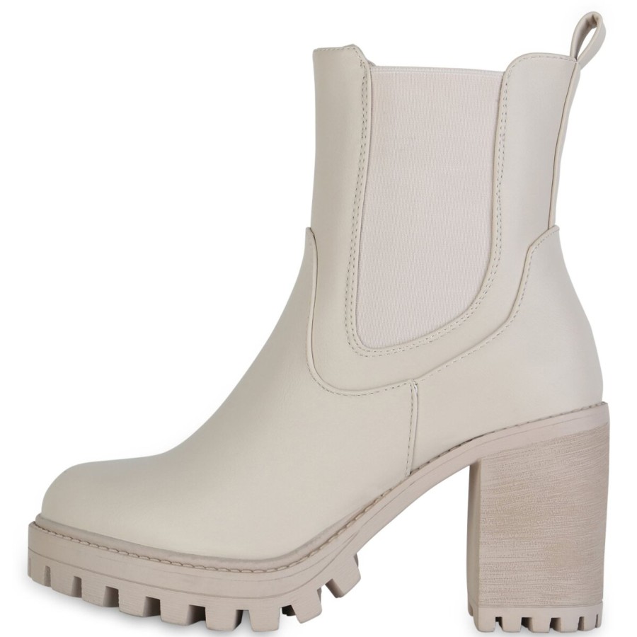 Damenschuhe Stiefelparadies | Damen Chelsea Boots In Beige