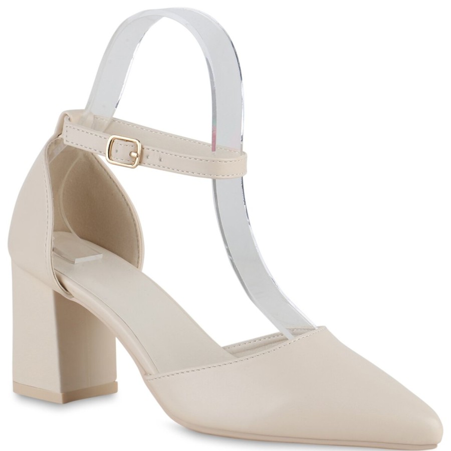 Damenschuhe Stiefelparadies | Damen Spitze Pumps In Creme