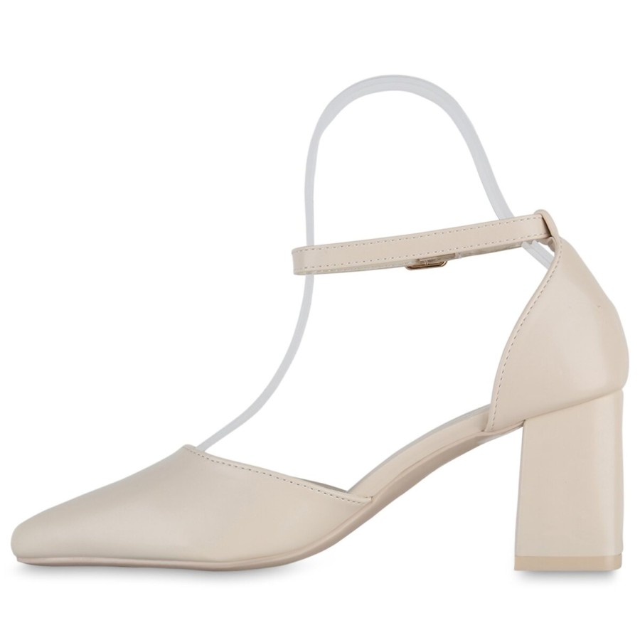 Damenschuhe Stiefelparadies | Damen Spitze Pumps In Creme