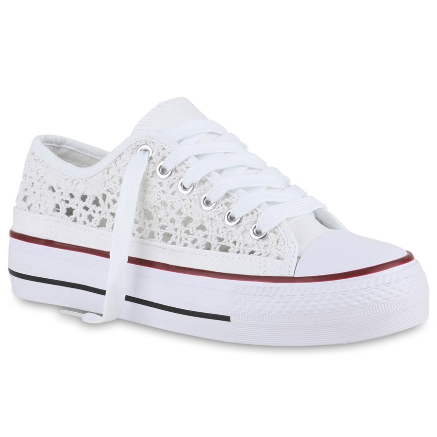 Damenschuhe Stiefelparadies | Damen Sneaker Low In Weiss