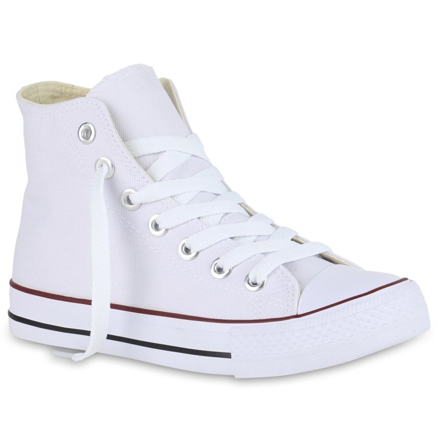 Damenschuhe Stiefelparadies | Damen Sneaker High In Weiss