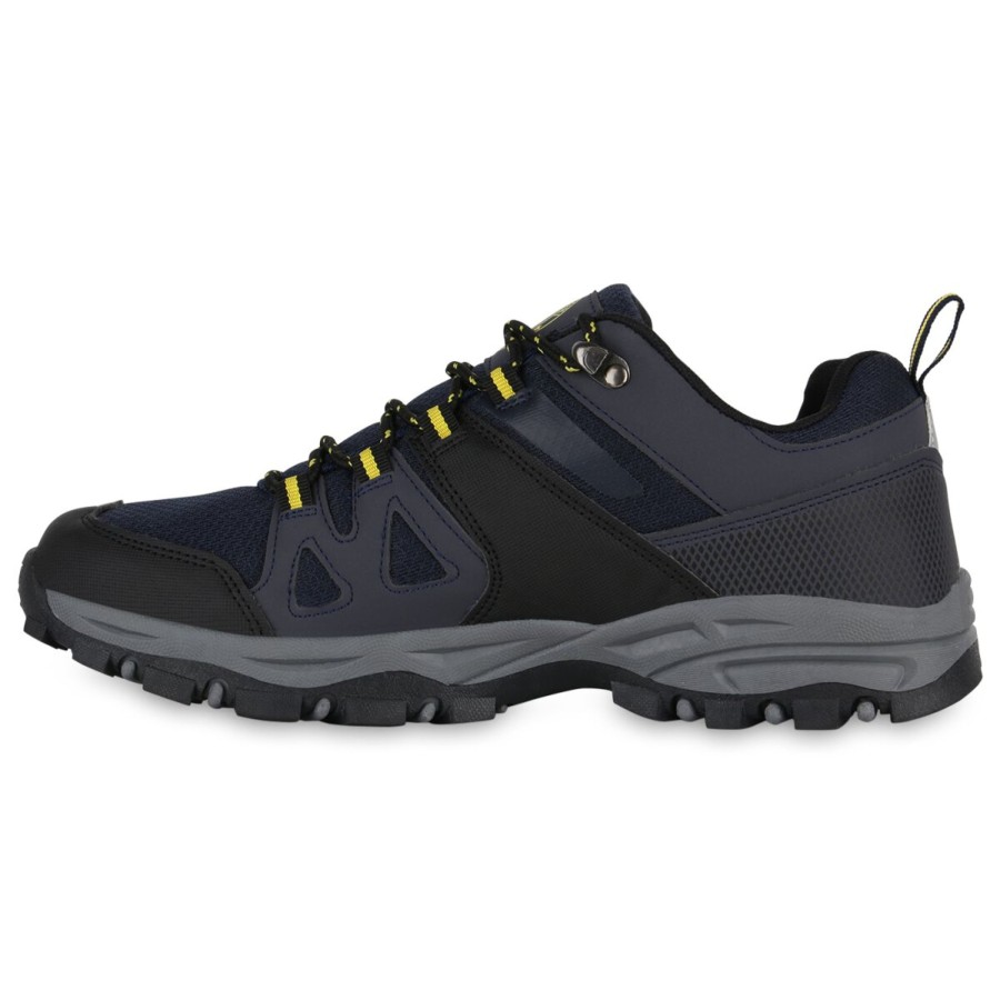 Herrenschuhe Stiefelparadies | Herren Outdoor Schuhe In Dunkelblau Gelb