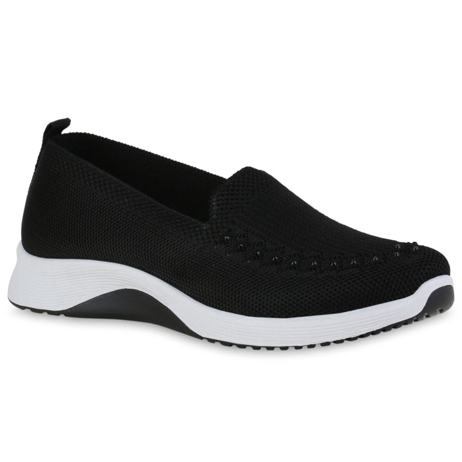 Damenschuhe Stiefelparadies | Damen Slip Ons In Schwarz