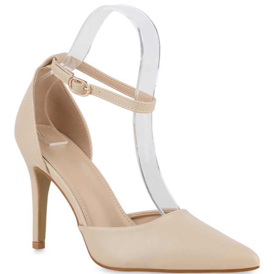 Damenschuhe Stiefelparadies | Damen Spitze Pumps In Beige