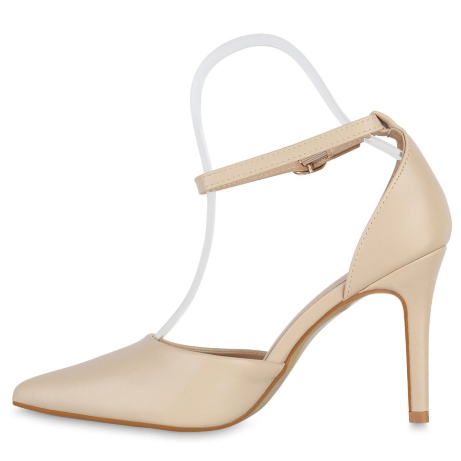 Damenschuhe Stiefelparadies | Damen Spitze Pumps In Beige