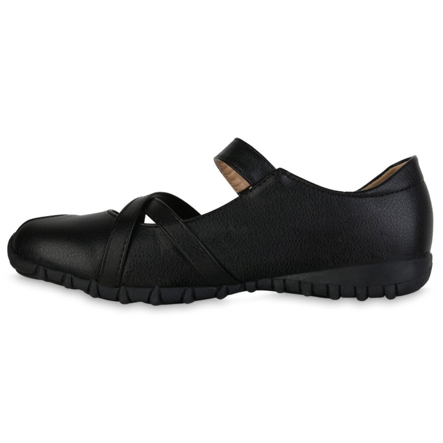 Damenschuhe Stiefelparadies | Damen Riemchenballerinas In Schwarz