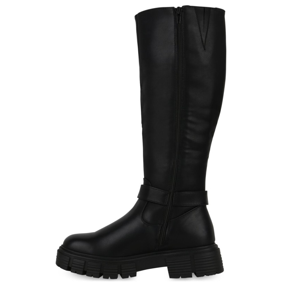 Damenschuhe Stiefelparadies | Damen Bikerstiefel In Schwarz