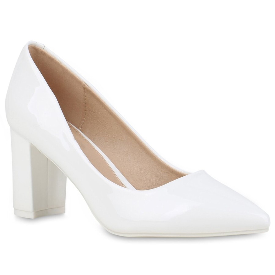 Damenschuhe Stiefelparadies | Damen Spitze Pumps In Weiss