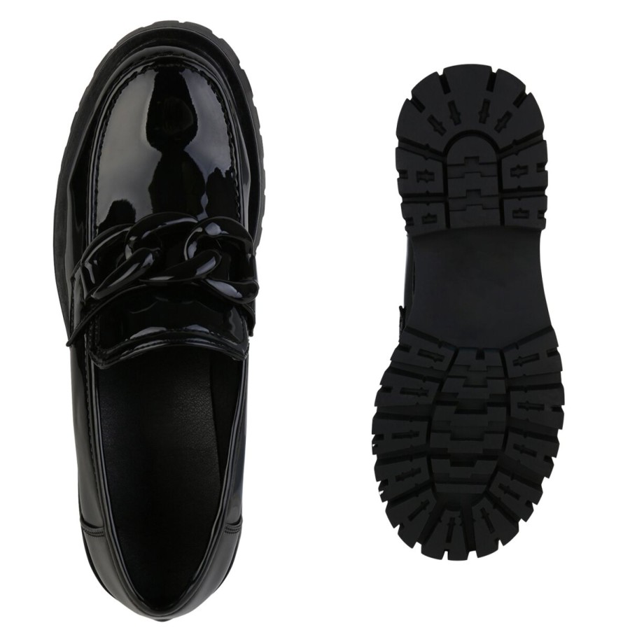 Damenschuhe Stiefelparadies | Damen Plateauschuhe In Schwarz Lack