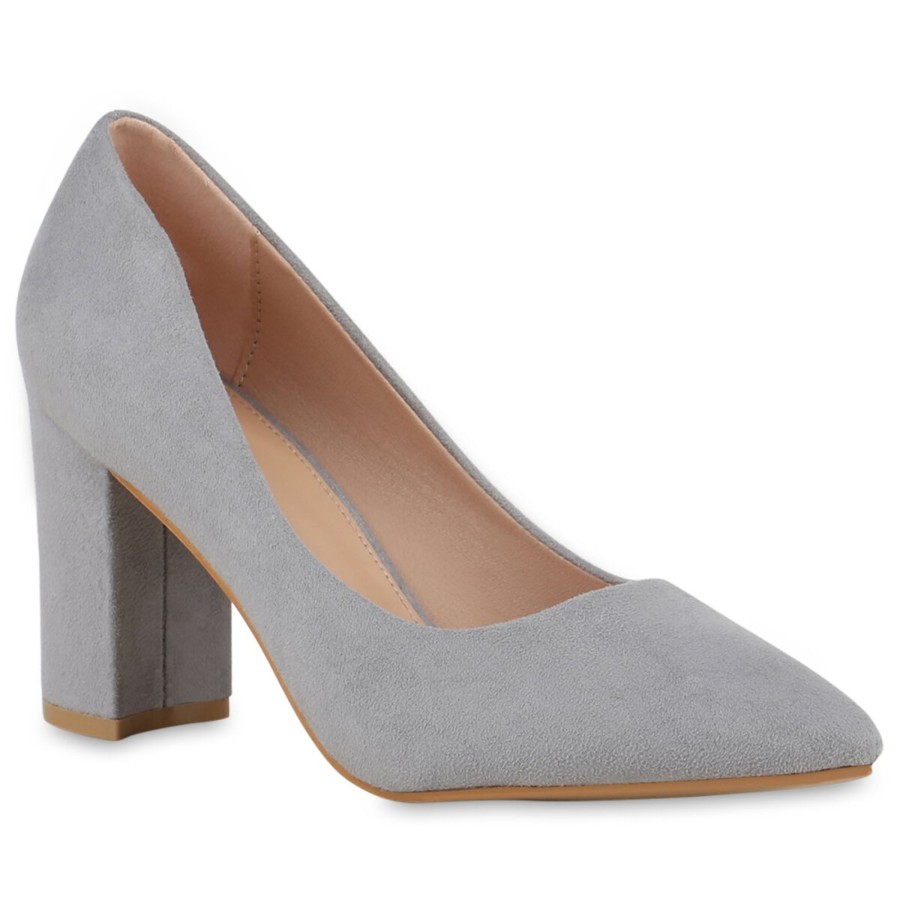 Damenschuhe Stiefelparadies | Damen Klassische Pumps In Grau