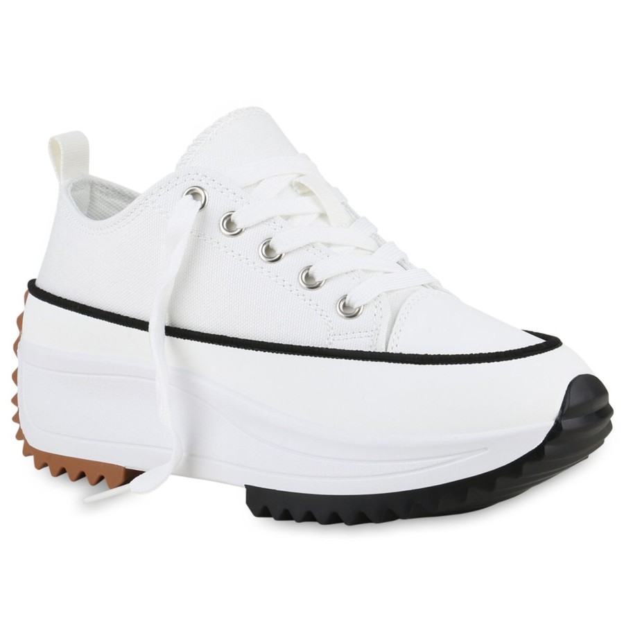 Damenschuhe Stiefelparadies | Damen Plateau Sneaker In Weiss