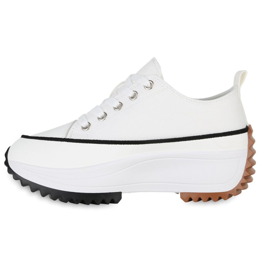 Damenschuhe Stiefelparadies | Damen Plateau Sneaker In Weiss