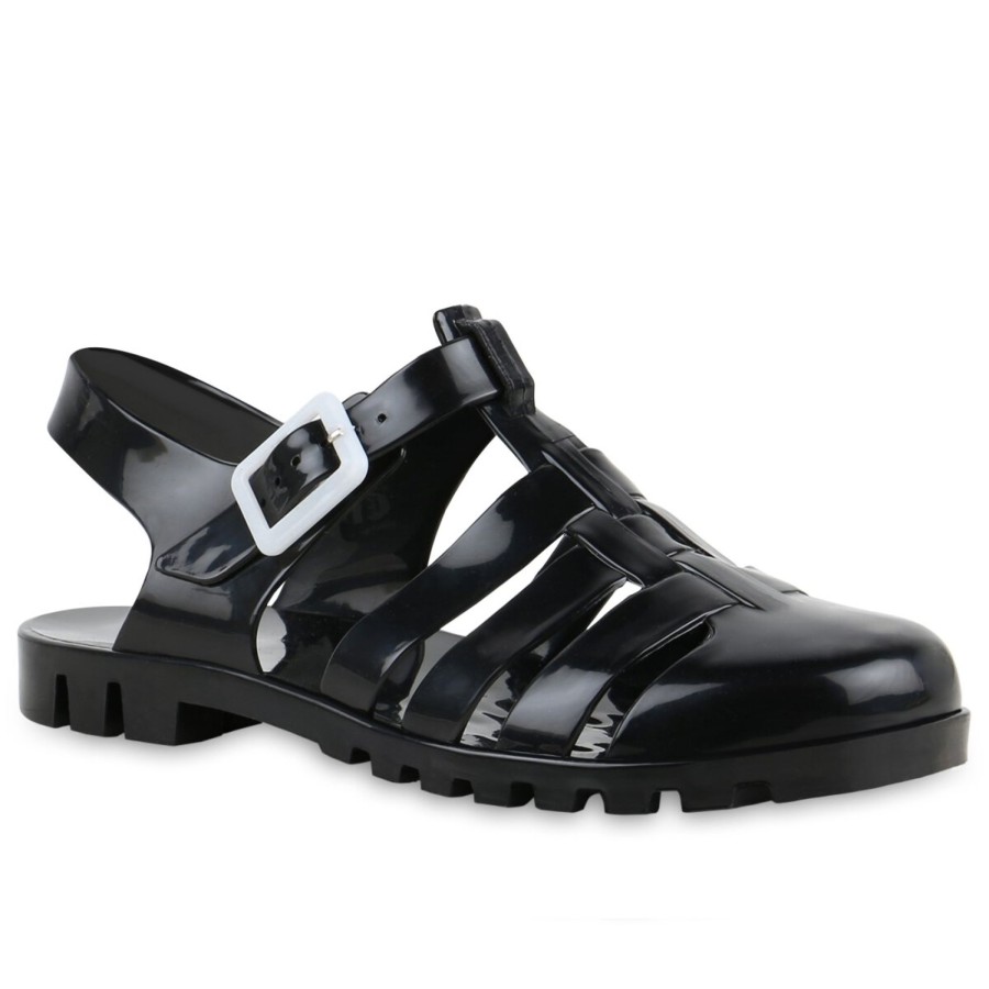 Damenschuhe Stiefelparadies | Damen Pantoletten In Schwarz Lack