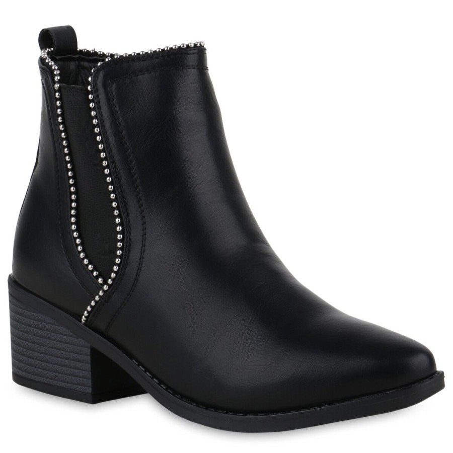 Damenschuhe Stiefelparadies | Damen Klassische Stiefeletten In Schwarz