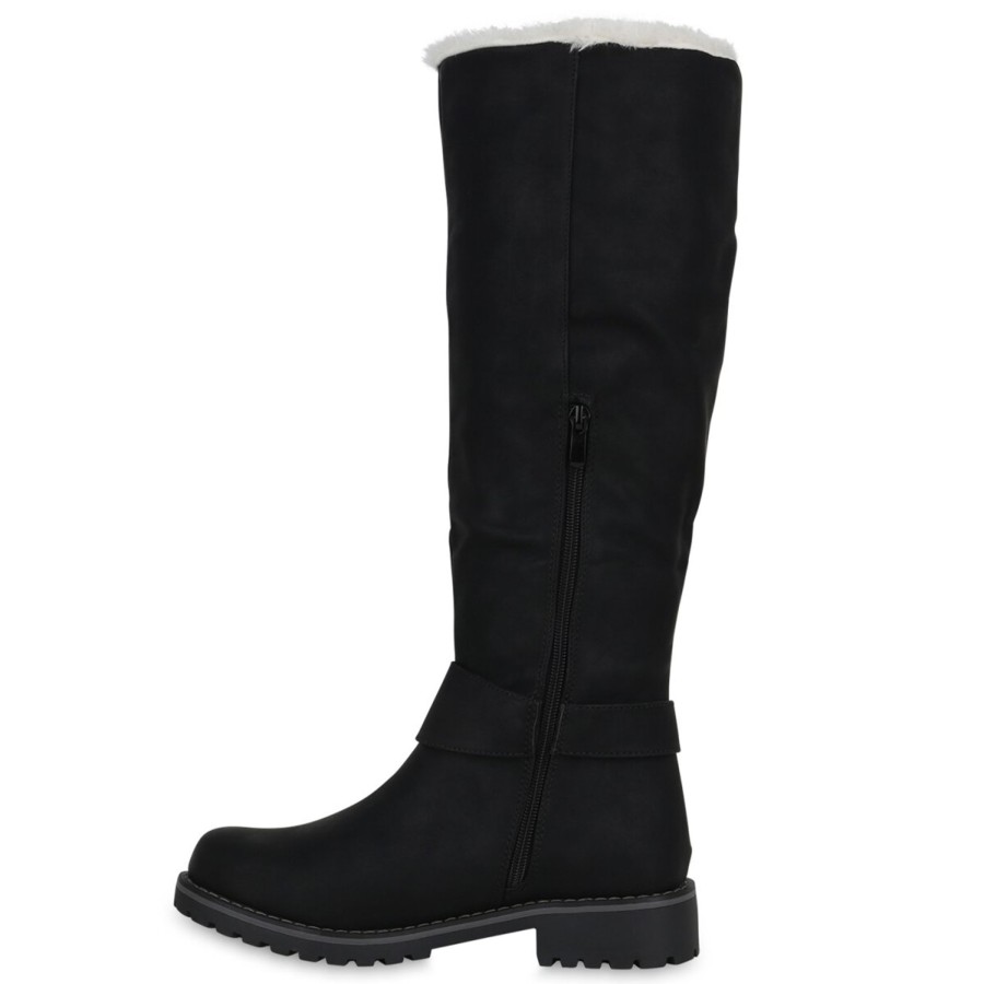 Damenschuhe Stiefelparadies | Damen Bikerstiefel In Schwarz