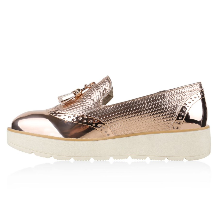 Damenschuhe Stiefelparadies | Damen Loafers In Rose Gold