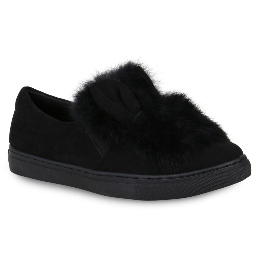 Damenschuhe Stiefelparadies | Damen Slip Ons In Schwarz