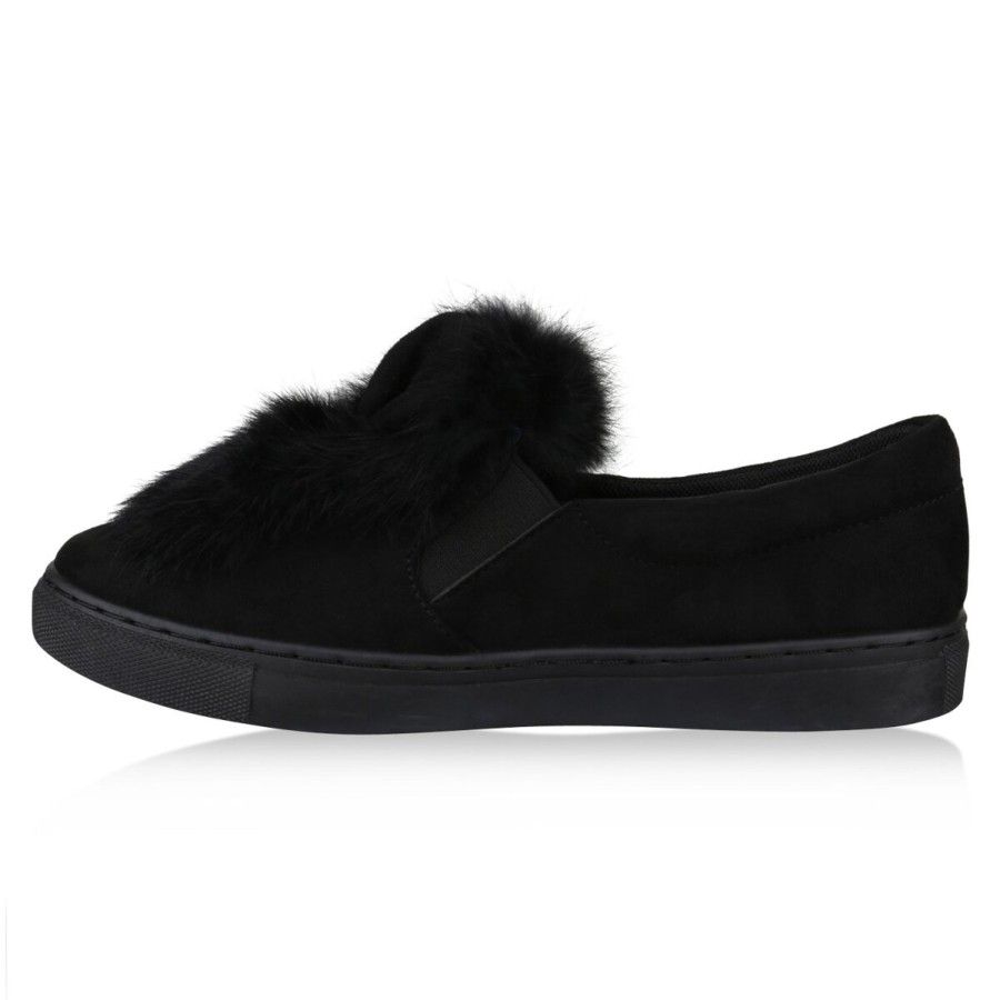 Damenschuhe Stiefelparadies | Damen Slip Ons In Schwarz