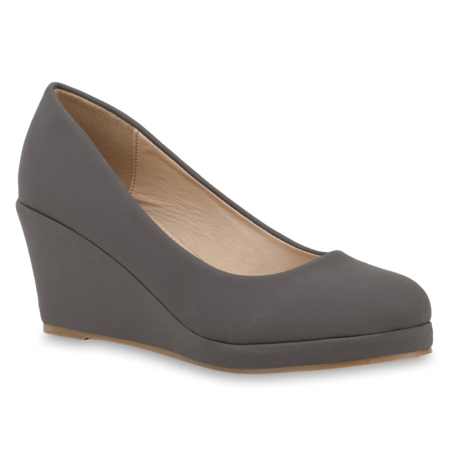 Damenschuhe Stiefelparadies | Damen Keilpumps In Grau