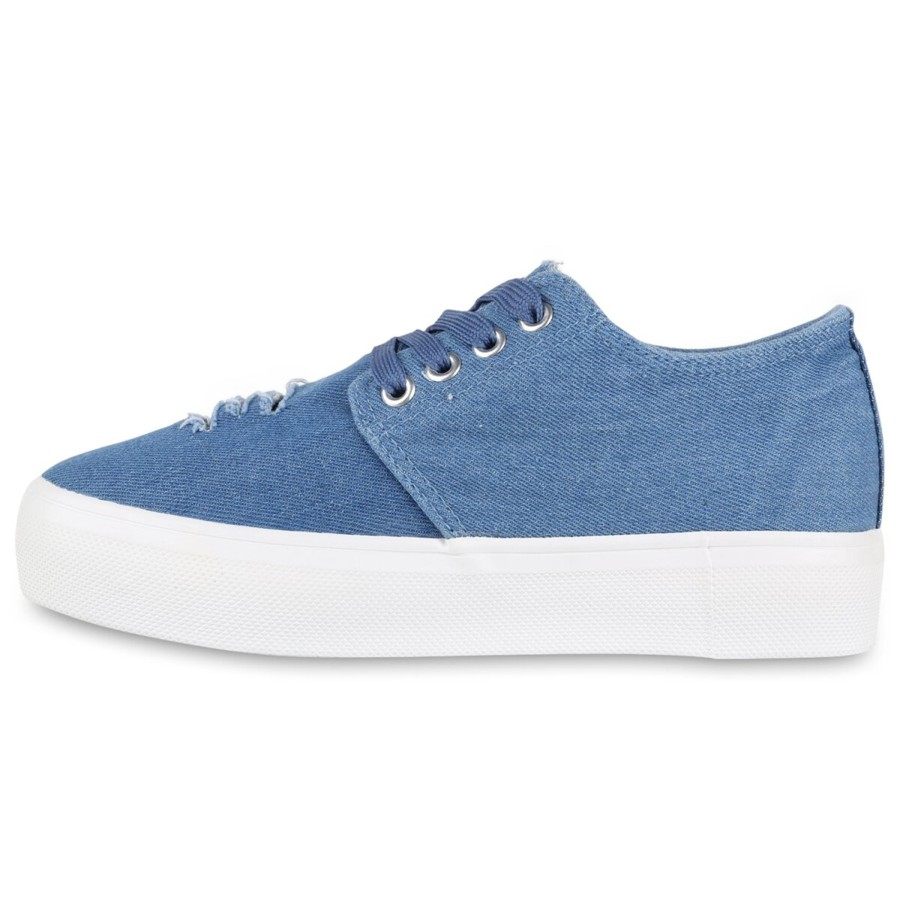 Damenschuhe Stiefelparadies | Damen Plateau Sneaker In Hellblau