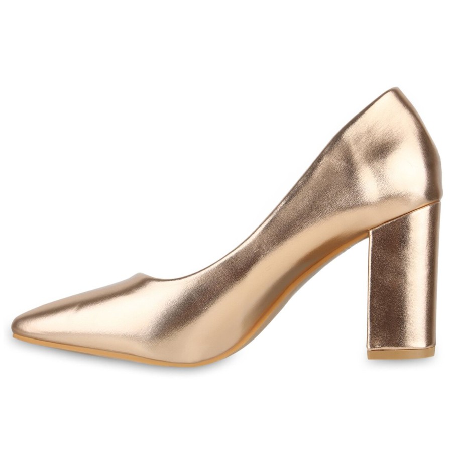 Damenschuhe Stiefelparadies | Damen Klassische Pumps In Rose Gold