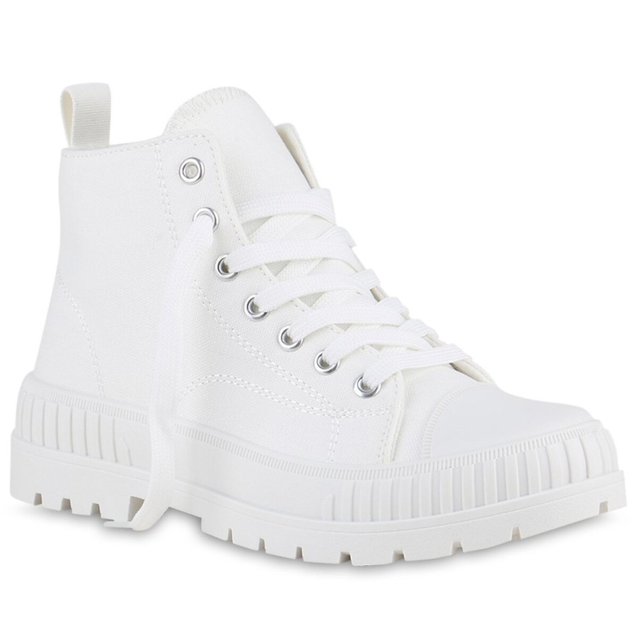 Damenschuhe Stiefelparadies | Damen Sneaker High In Weiss