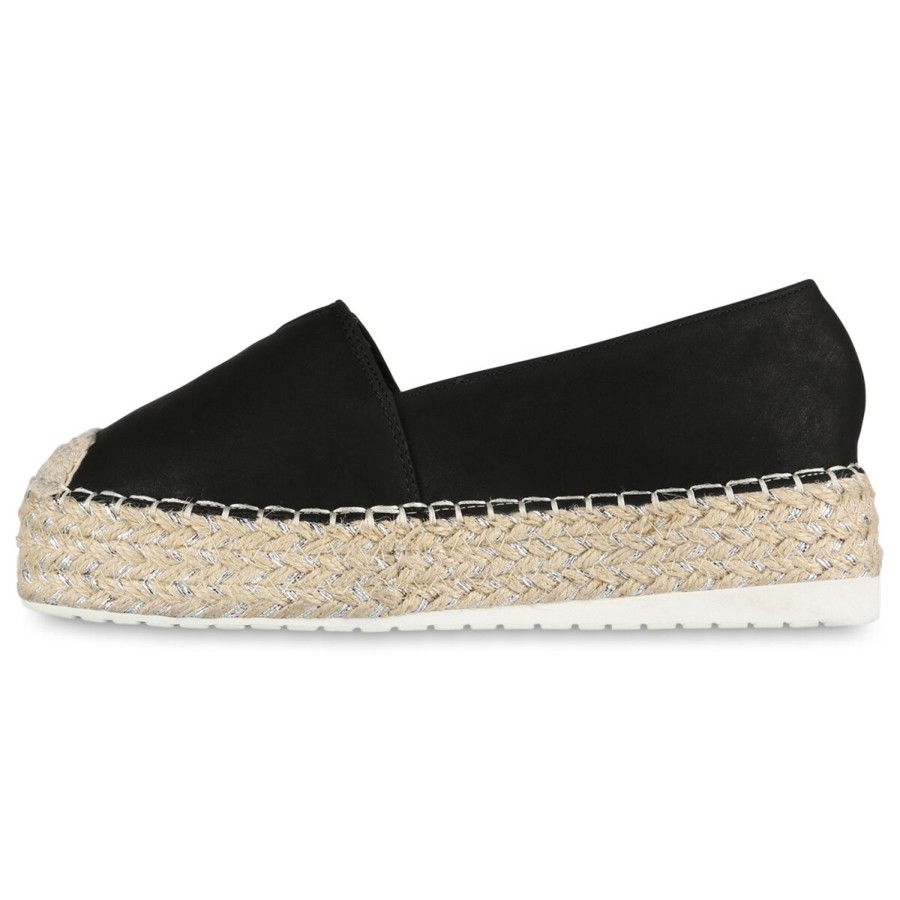 Damenschuhe Stiefelparadies | Damen Espadrilles In Schwarz