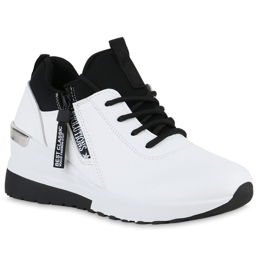 Damenschuhe Stiefelparadies | Damen Sneaker Wedges In Weiss