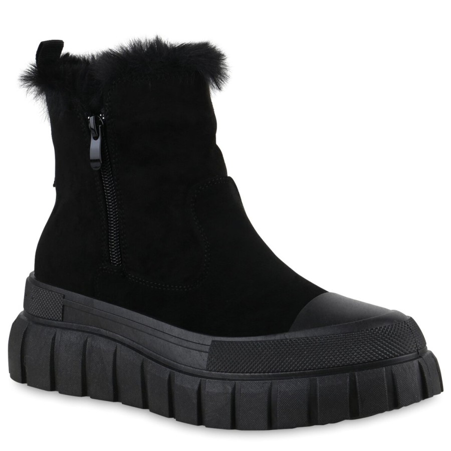 Damenschuhe Stiefelparadies | Damen Sneakerstiefel In Schwarz