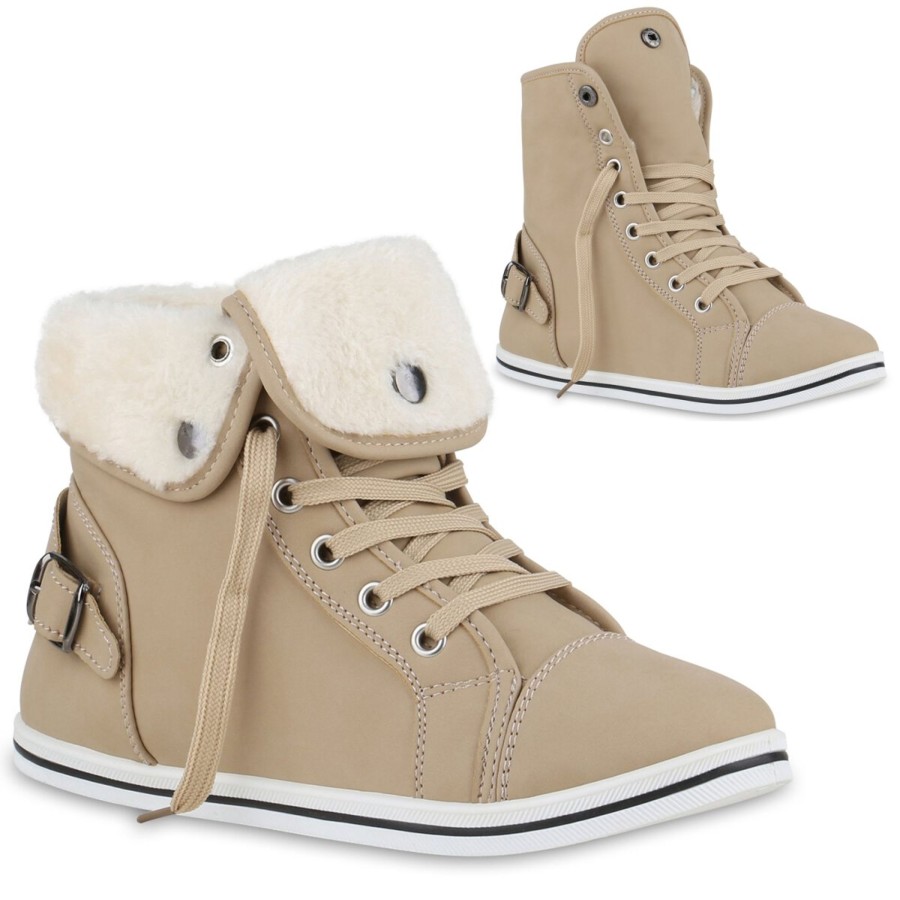 Damenschuhe Stiefelparadies | Damen Sneaker High In Beige