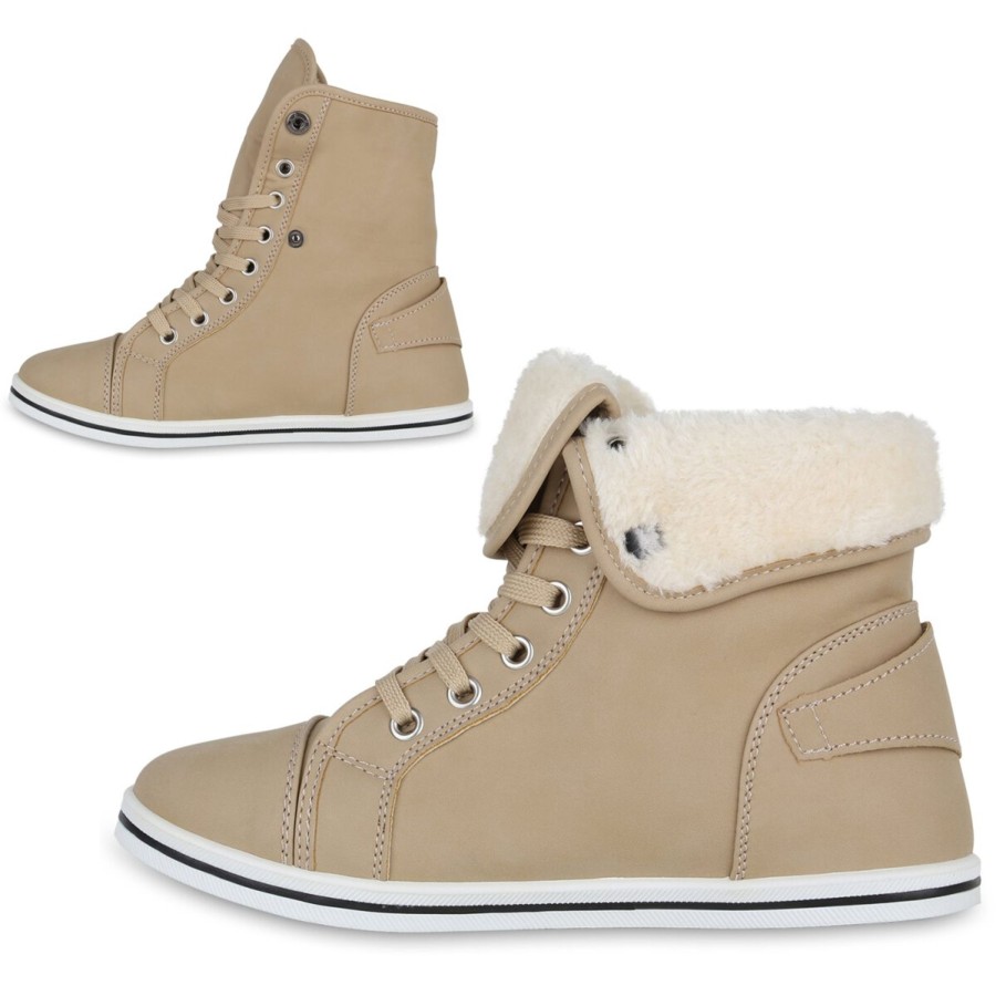 Damenschuhe Stiefelparadies | Damen Sneaker High In Beige