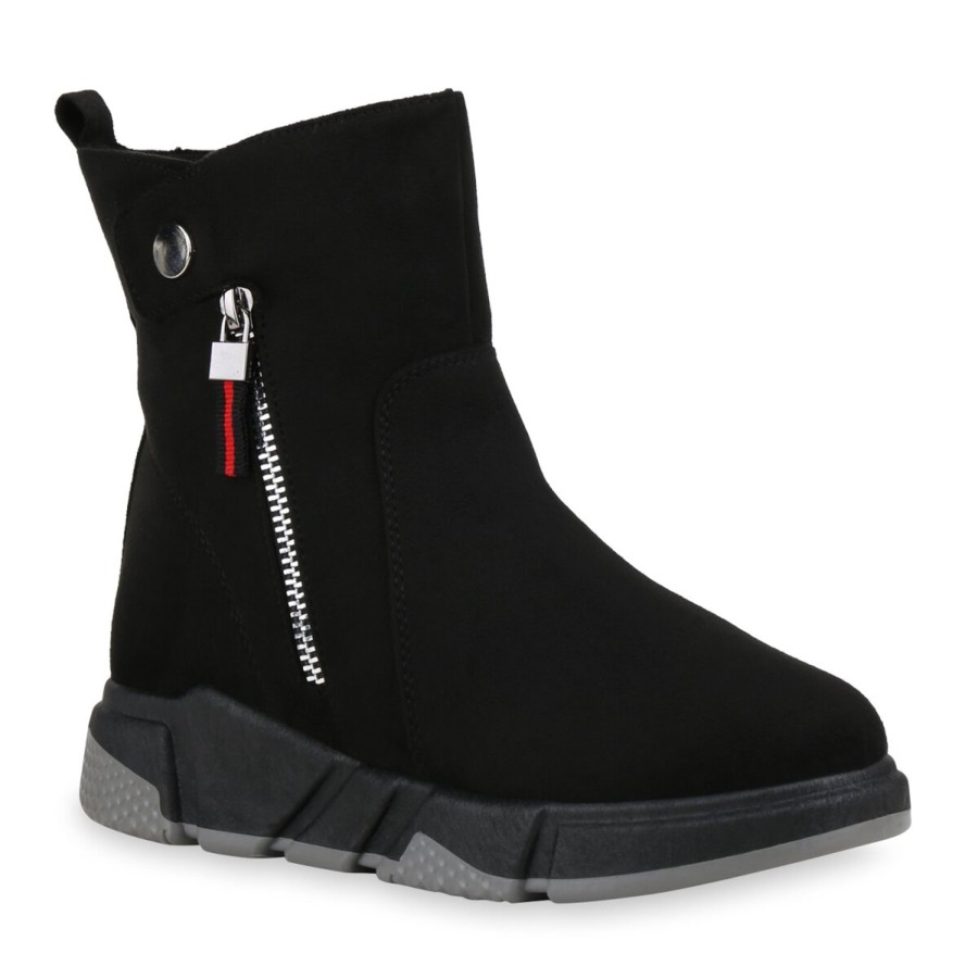 Damenschuhe Stiefelparadies | Damen Sneakerstiefel In Schwarz