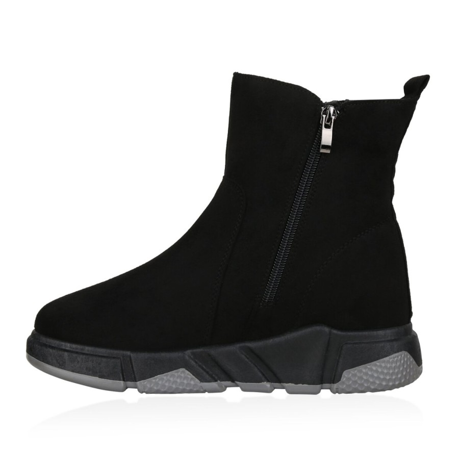 Damenschuhe Stiefelparadies | Damen Sneakerstiefel In Schwarz