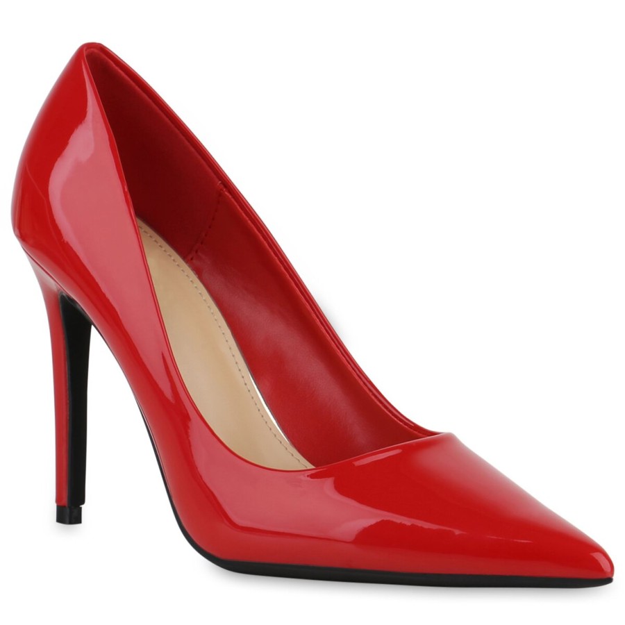 Damenschuhe Stiefelparadies | Damen High Heels In Rot Lack