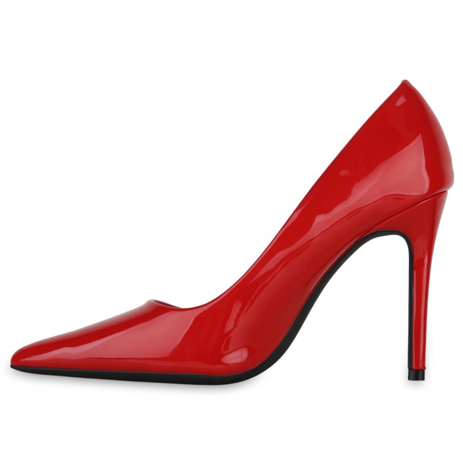 Damenschuhe Stiefelparadies | Damen High Heels In Rot Lack