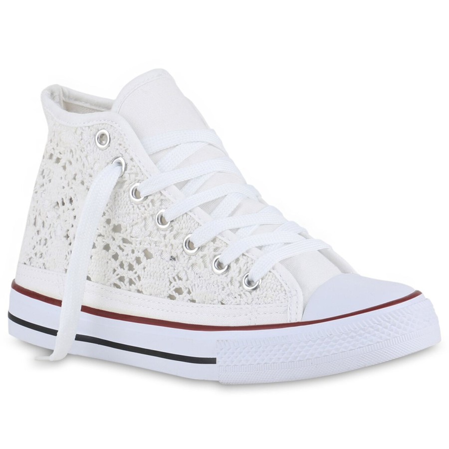 Damenschuhe Stiefelparadies | Damen Sneaker High In Weiss