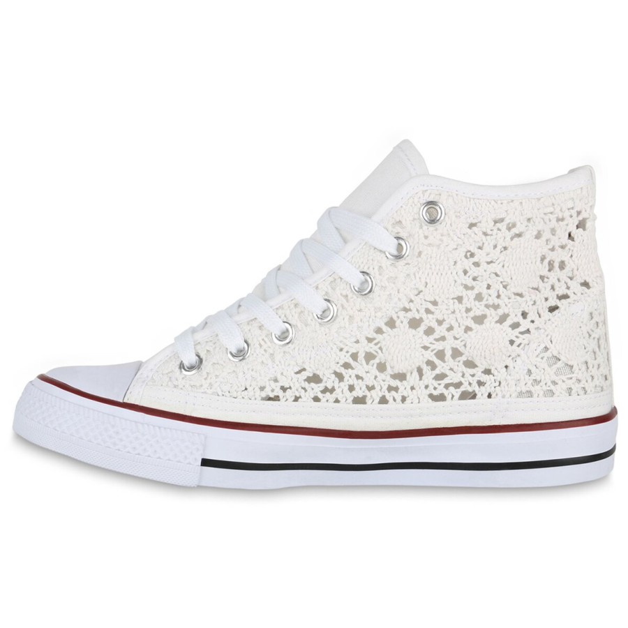 Damenschuhe Stiefelparadies | Damen Sneaker High In Weiss